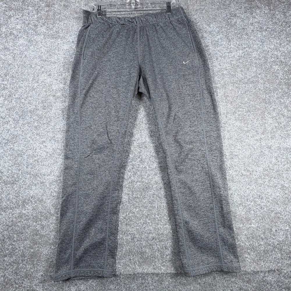 Nike Therma Fit Sportswear Club Fleece Pants Womens Large Gray‎ Lined Ankle Zip